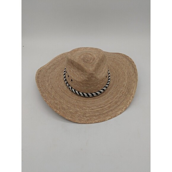 D'Avila Other - D'avila Palm Straw Black & White Rope Western Hat Made In Mexico Size 59-7 3/8